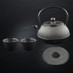 SakuraTea - Theepot Set - 4-delig - Gietijzer - Zwart - 0.8L - 2 Kopjes (100ml) -Keukenseries Speciaal Winkel 1200x1200 90