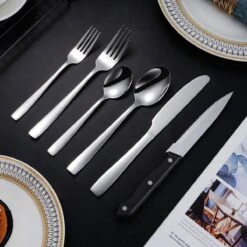 Deleca 8 Persoons Bestekset (48-delig) - Lepels, Messen, Vorken & Steakmessen - Vaatwasserbestendig - Zilver / RVS -Keukenseries Speciaal Winkel 1200x1200 929