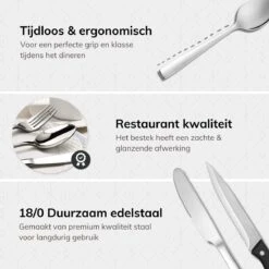 Deleca 8 Persoons Bestekset (48-delig) - Lepels, Messen, Vorken & Steakmessen - Vaatwasserbestendig - Zilver / RVS -Keukenseries Speciaal Winkel 1200x1200 932
