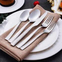 Deleca 6 Persoons Bestekset Deluxe (30-delig) - Vorken, Lepels En Messen - Vaatwasserbestendig - Gehamerd - Zilver / RVS -Keukenseries Speciaal Winkel 1200x1200 944