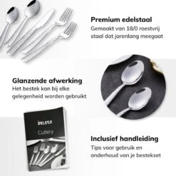 Deleca 6 Persoons Bestekset Deluxe (30-delig) - Vorken, Lepels En Messen - Vaatwasserbestendig - Gehamerd - Zilver / RVS -Keukenseries Speciaal Winkel 1200x1200 945