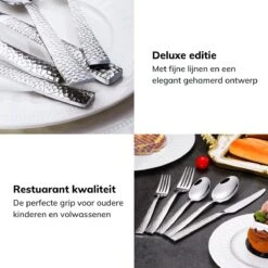 Deleca 6 Persoons Bestekset Deluxe (30-delig) - Vorken, Lepels En Messen - Vaatwasserbestendig - Gehamerd - Zilver / RVS -Keukenseries Speciaal Winkel 1200x1200 946