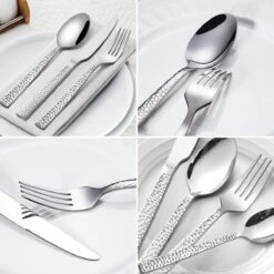 Deleca 6 Persoons Bestekset Deluxe (30-delig) - Vorken, Lepels En Messen - Vaatwasserbestendig - Gehamerd - Zilver / RVS -Keukenseries Speciaal Winkel 1200x1200 947