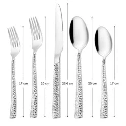 Deleca 6 Persoons Bestekset Deluxe (30-delig) - Vorken, Lepels En Messen - Vaatwasserbestendig - Gehamerd - Zilver / RVS -Keukenseries Speciaal Winkel 1200x1200 948