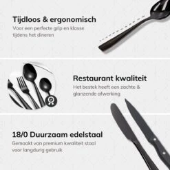 Deleca 6 Persoons Bestekset (36-delig) - Lepels, Messen, Vorken & Steakmessen - Vaatwasserbestendig - Zwart / RVS -Keukenseries Speciaal Winkel 1200x1200 958