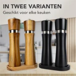 Nimma® Peper En Zoutmolen Set - Incl Navul Lepel - Verstelbare Maalgraad - Acacia Hout -Keukenseries Speciaal Winkel 1200x1200 965