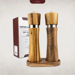 Nimma® Peper En Zoutmolen Set - Incl Navul Lepel - Verstelbare Maalgraad - Acacia Hout -Keukenseries Speciaal Winkel 1200x1200 967