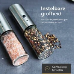 101Products Peper- & Zoutmolen Elektrisch - USB Oplaadbaar - Pepermolen - Zoutmolen - RVS -Keukenseries Speciaal Winkel 1200x1200 969