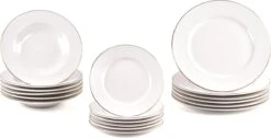 LeRijn® Serviesset Deventer 6 Persoons - 18 Delig - Licht Crème Wit Met Gouden Rand En Motief - Dinerborden - Soepborden - Dessertborden - Borden Servies - Bordenset -Keukenseries Speciaal Winkel 1200x612 1