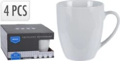 Excellent Houseware Set Van 4x Stuks Bekers/mokken Wit 380 Ml Van Porselein - Melkbekers -Keukenseries Speciaal Winkel 1200x612