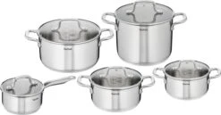 Tefal Virtuoso Pannenset 5 Delig - Hoge Kookpan Ø 22 Cm + Steelpan Ø 16 Cm + Kookpannen Ø 18/20/24 Cm