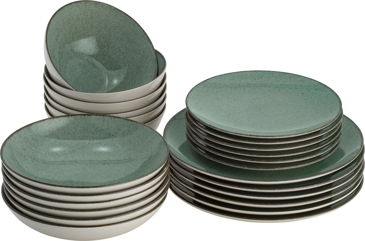 Lite-Body Serviesset Hermes - Mintgroen Spikkel - 6 Personen - 24 Delig 3 Lite-Body Serviesset Hermes - Mintgroen Spikkel - 6 Personen - 24 Delig