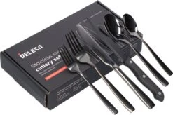 Deleca 6 Persoons Bestekset (36-delig) - Lepels, Messen, Vorken & Steakmessen - Vaatwasserbestendig - Zwart / RVS -Keukenseries Speciaal Winkel 1200x796 8