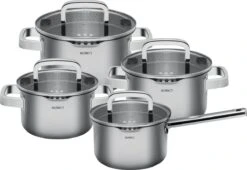 Sola Pannenset Juvia - 4 Delig - Ø 16,16,18,20 Cm - Zilver - RVS - Sandwichbodem -Keukenseries Speciaal Winkel 1200x826 3