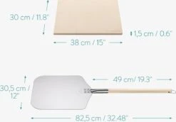 Navaris Pizzasteen XL Voor Oven En Barbecue - Rechthoekige Pizzaplaat 38 X 30 Cm - Inclusief Pizzaschep Met Extra Lang Handvat En Receptenboek -Keukenseries Speciaal Winkel 1200x834