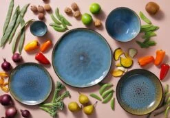 Palmer Serviesset Lotus Stoneware 6-persoons 24-delig Zwart Turquoise -Keukenseries Speciaal Winkel 1200x838