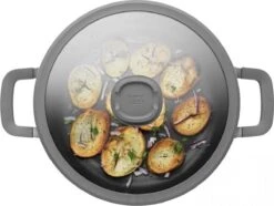 BergHOFF Leo Hapjespan Stone - 28 Cm - Met Glazen Deksel -Keukenseries Speciaal Winkel 1200x904 3