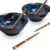 EDO JAPAN - RAMEN BOWL SET/6 2PERS HANA BLAUW O/22CM|H9CM 2 EDO JAPAN - RAMEN BOWL SET/6 2PERS HANA BLAUW O/22CM|H9CM -Keukenseries Speciaal Winkel 1200x957
