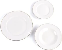 LeRijn® Serviesset Deventer 6 Persoons - 18 Delig - Licht Crème Wit Met Gouden Rand En Motief - Dinerborden - Soepborden - Dessertborden - Borden Servies - Bordenset -Keukenseries Speciaal Winkel 1200x972