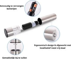 MD-Goods ® Elektrische Peper En Zoutmolen Set - Pepermolen - RVS - Cadeau - Restaurant Kwaliteit -Keukenseries Speciaal Winkel 1200x994 3