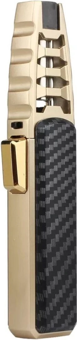 Merkloos Turbo Jetflame Aansteker - Gasbrander - Vuurwerk Torch - Crème Brûlée Brander - BBQ En Sigaren Aansteker - Windproof - Carbon Met Goudkleurige Metalen Behuizing -Keukenseries Speciaal Winkel 272x1200 1