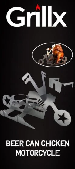 GrillX Beer Can Chicken Houder - Kiphouder Motorcycle - BBQ Accesoires - Bierkip - Barbeque Gereedschap - Chicken Sitter -Keukenseries Speciaal Winkel 533x1200