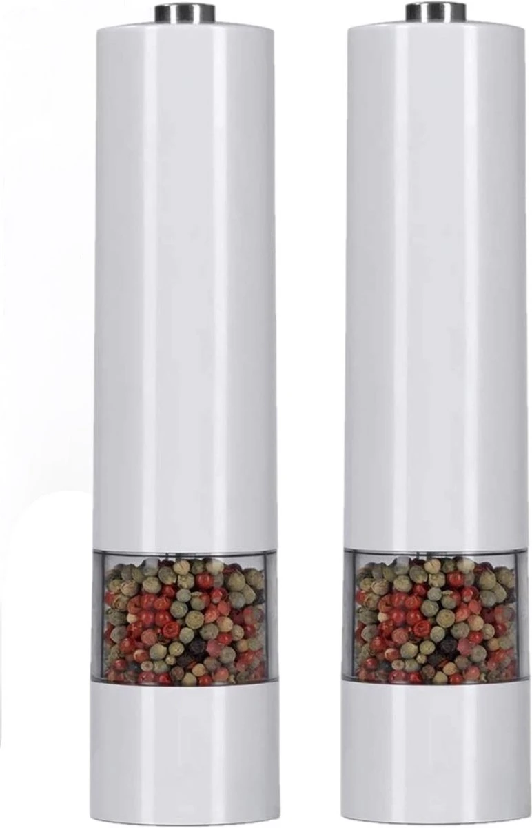IGOODS Keramiek Elektrische Pepermolen En Zoutmolen - Pepermolen - Zoutmolen - 2 Stuks- Wit 3 IGOODS Keramiek Elektrische Pepermolen En Zoutmolen - Pepermolen - Zoutmolen - 2 Stuks- Wit