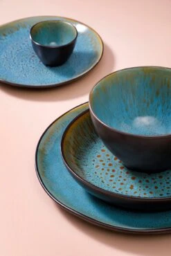 Palmer Serviesset Lotus Stoneware 6-persoons 24-delig Zwart Turquoise -Keukenseries Speciaal Winkel 801x1200 4